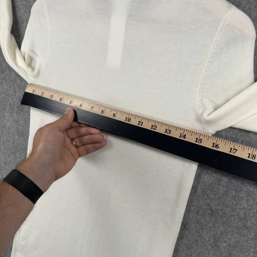 Akris Punto Sweater Womens Small White 100% Virgin Wool Crewneck Pullover Knit